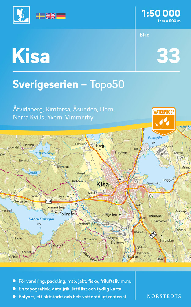 Online bestellen: Wandelkaart - Topografische kaart 33 Sverigeserien Kisa | Norstedts