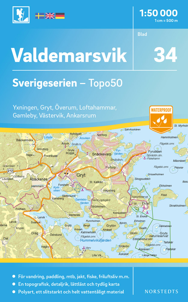 Online bestellen: Wandelkaart - Topografische kaart 34 Sverigeserien Valdemarsvik | Norstedts