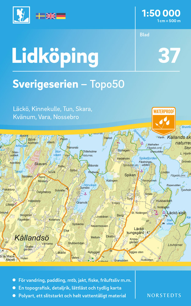 Online bestellen: Wandelkaart - Topografische kaart 37 Sverigeserien Lidköping | Norstedts