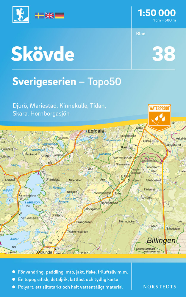 Online bestellen: Wandelkaart - Topografische kaart 38 Sverigeserien Skövde | Norstedts