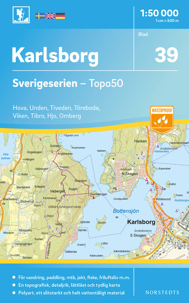Online bestellen: Wandelkaart - Topografische kaart 39 Sverigeserien Karlsborg | Norstedts