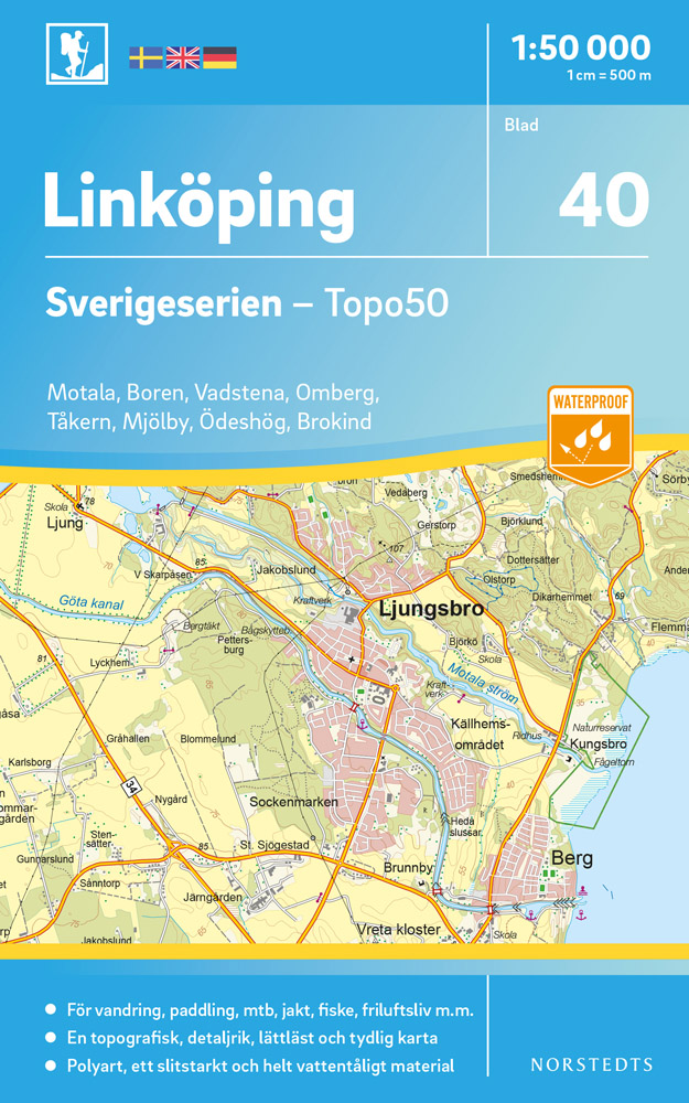 Online bestellen: Wandelkaart - Topografische kaart 40 Sverigeserien Linköping | Norstedts