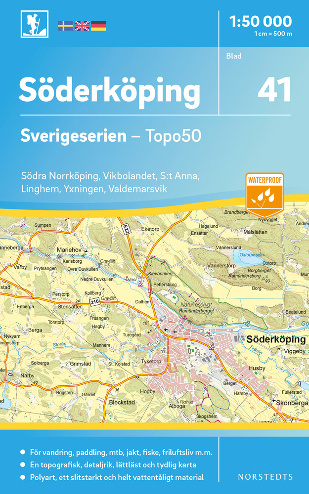 Online bestellen: Wandelkaart - Topografische kaart 41 Sverigeserien Söderköping | Norstedts