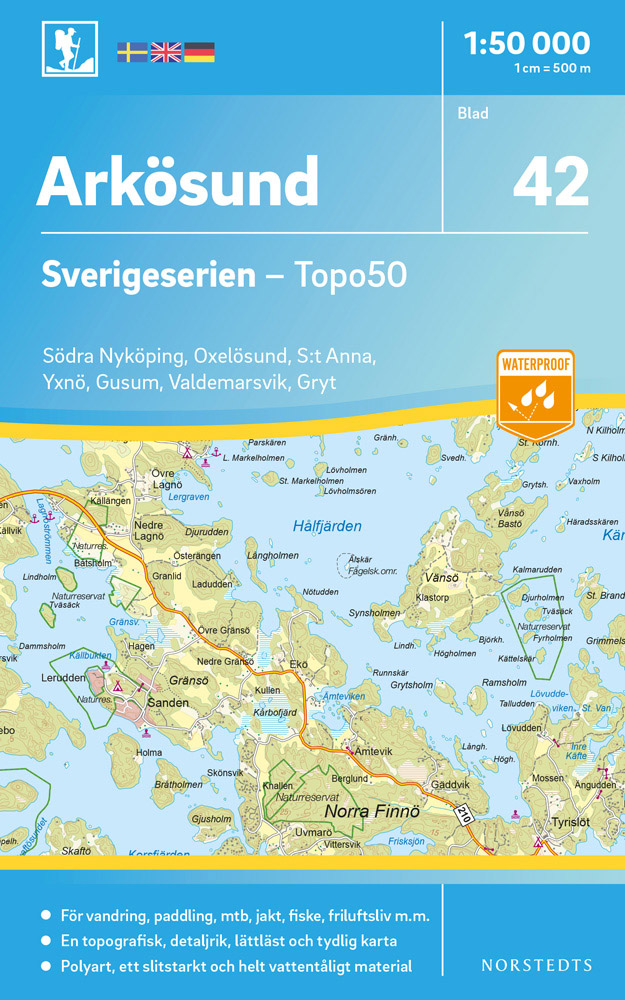 Online bestellen: Wandelkaart - Topografische kaart 42 Sverigeserien Arkösund | Norstedts