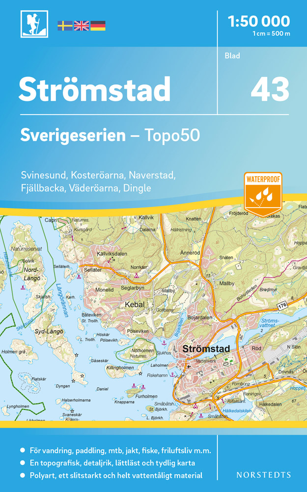 Online bestellen: Wandelkaart - Topografische kaart 43 Sverigeserien Strömstad | Norstedts