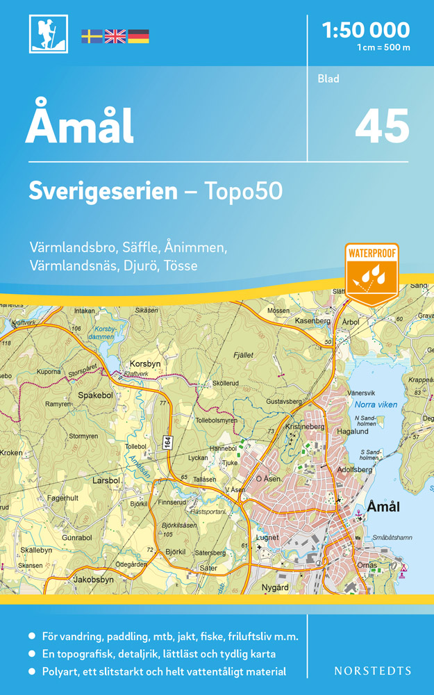 Online bestellen: Wandelkaart - Topografische kaart 45 Sverigeserien Åmål - Amal | Norstedts