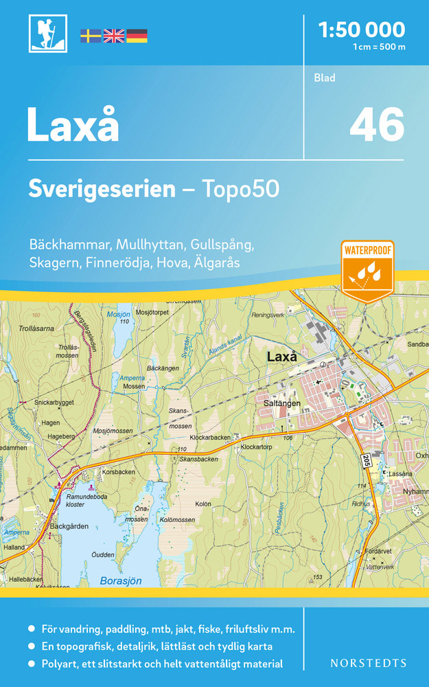 Online bestellen: Wandelkaart - Topografische kaart 46 Sverigeserien Laxå - Laxa | Norstedts