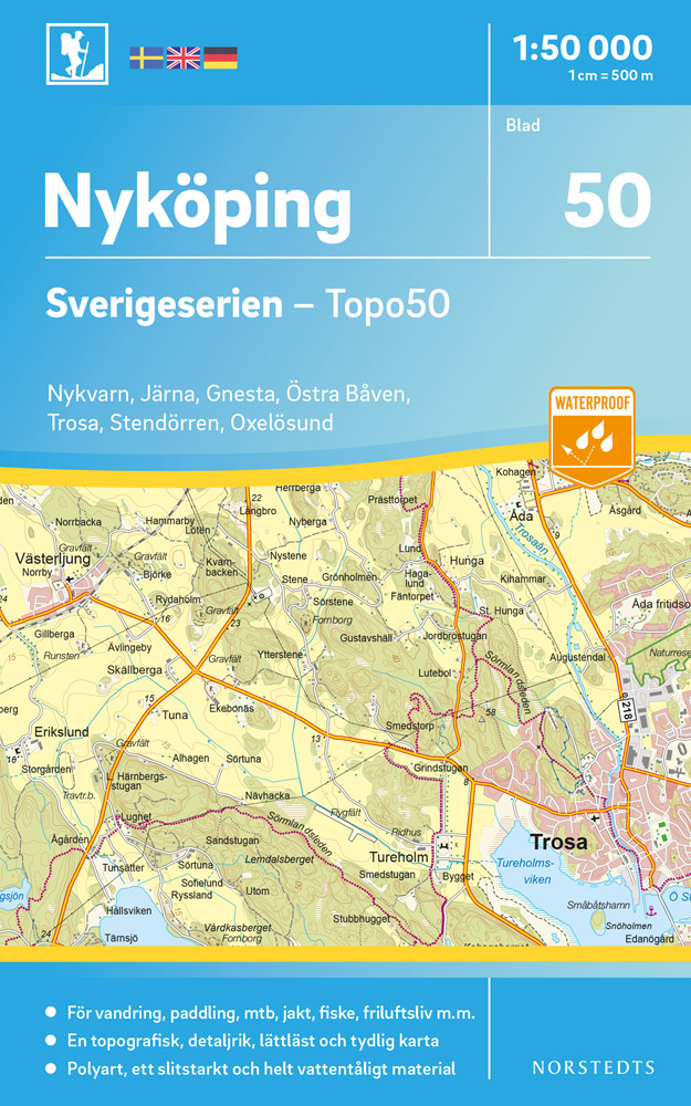 Online bestellen: Wandelkaart - Topografische kaart 50 Sverigeserien Nyköping | Norstedts