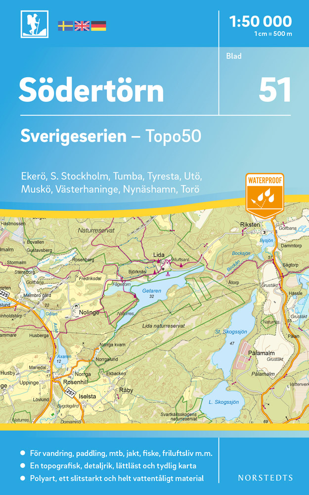 Online bestellen: Wandelkaart - Topografische kaart 51 Sverigeserien Södertörn | Norstedts