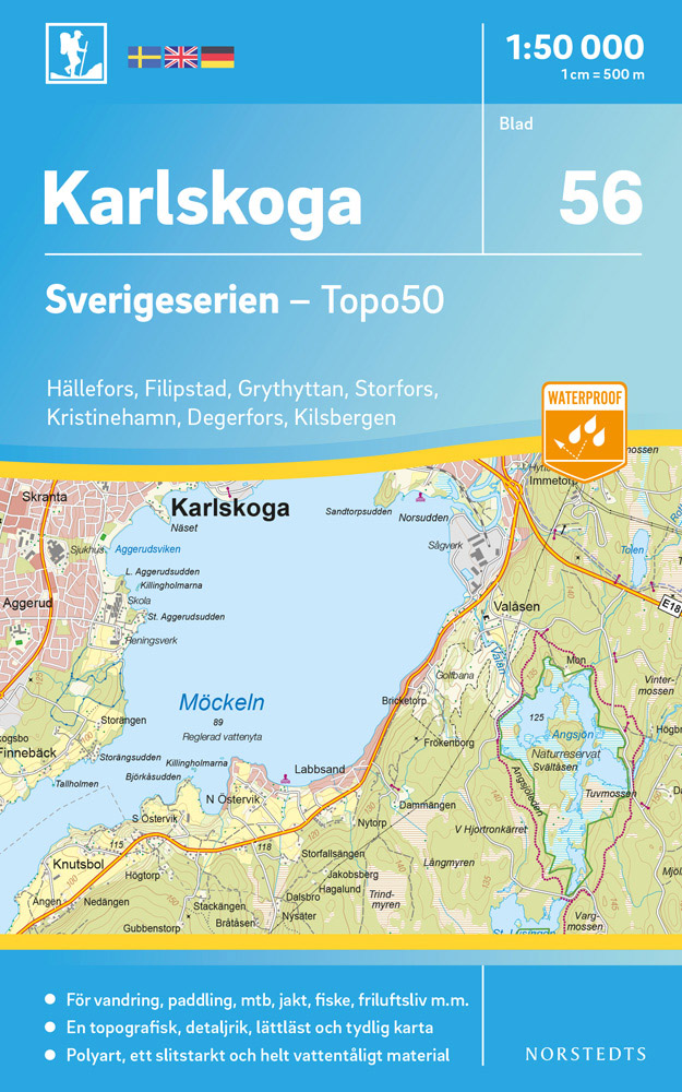 Online bestellen: Wandelkaart - Topografische kaart 56 Sverigeserien Karlskoga | Norstedts