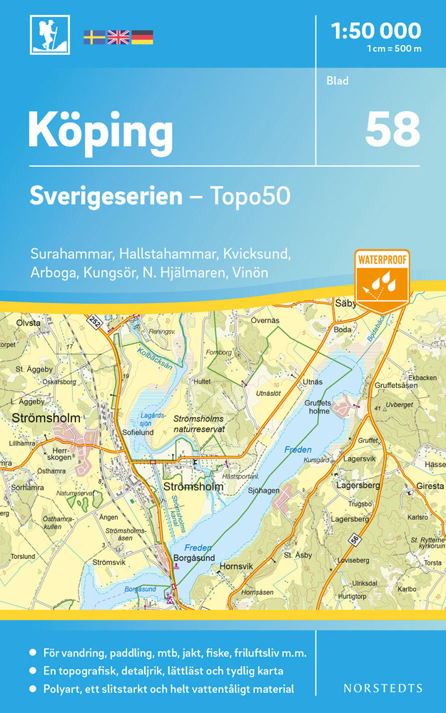 Online bestellen: Wandelkaart - Topografische kaart 58 Sverigeserien Köping | Norstedts