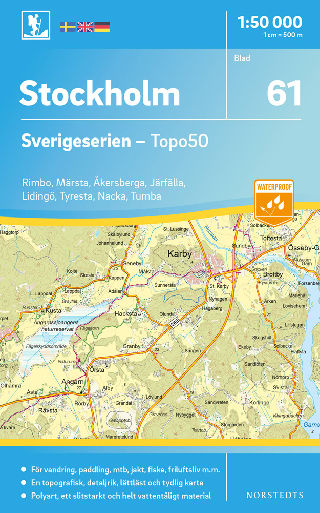 Online bestellen: Wandelkaart - Topografische kaart 61 Sverigeserien Stockholm | Norstedts