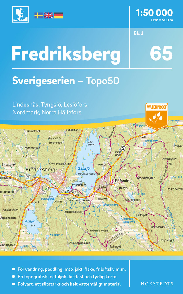Online bestellen: Wandelkaart - Topografische kaart 65 Sverigeserien Fredriksberg | Norstedts