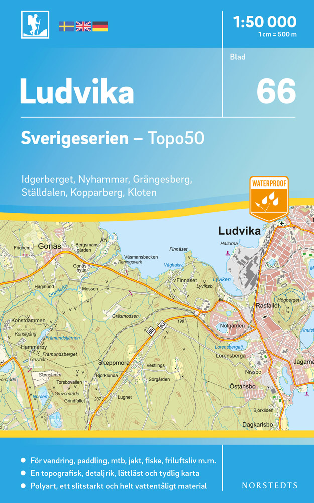 Online bestellen: Wandelkaart - Topografische kaart 66 Sverigeserien Ludvika | Norstedts