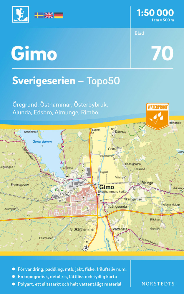 Online bestellen: Wandelkaart - Topografische kaart 70 Sverigeserien Gimo | Norstedts