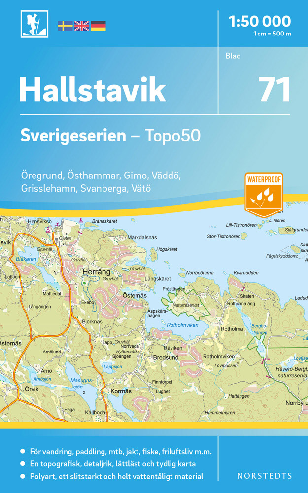 Online bestellen: Wandelkaart - Topografische kaart 71 Sverigeserien Hallstavik | Norstedts