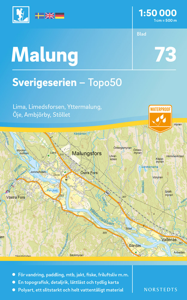 Online bestellen: Wandelkaart - Topografische kaart 73 Sverigeserien Malung | Norstedts