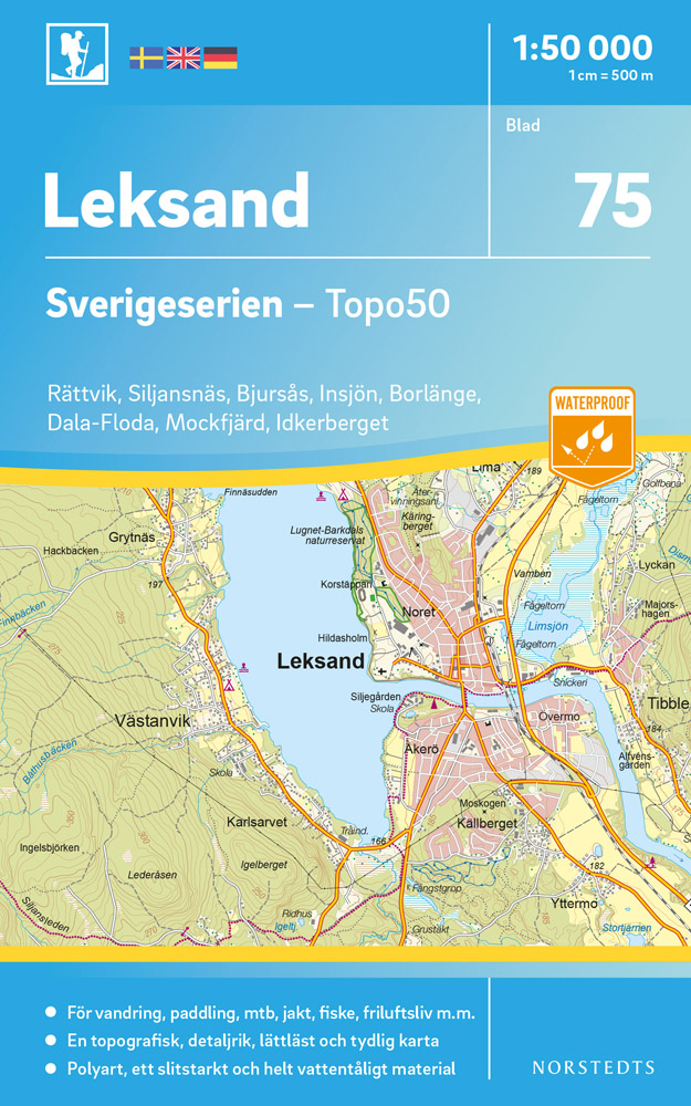 Online bestellen: Wandelkaart - Topografische kaart 75 Sverigeserien Leksand | Norstedts