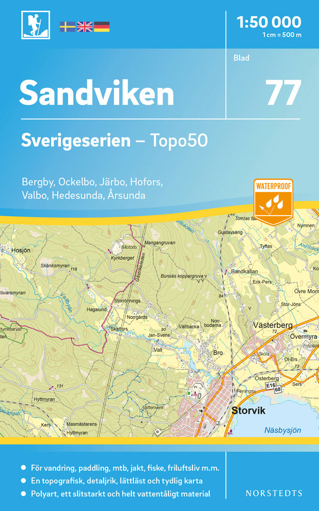 Online bestellen: Wandelkaart - Topografische kaart 77 Sverigeserien Sandviken | Norstedts