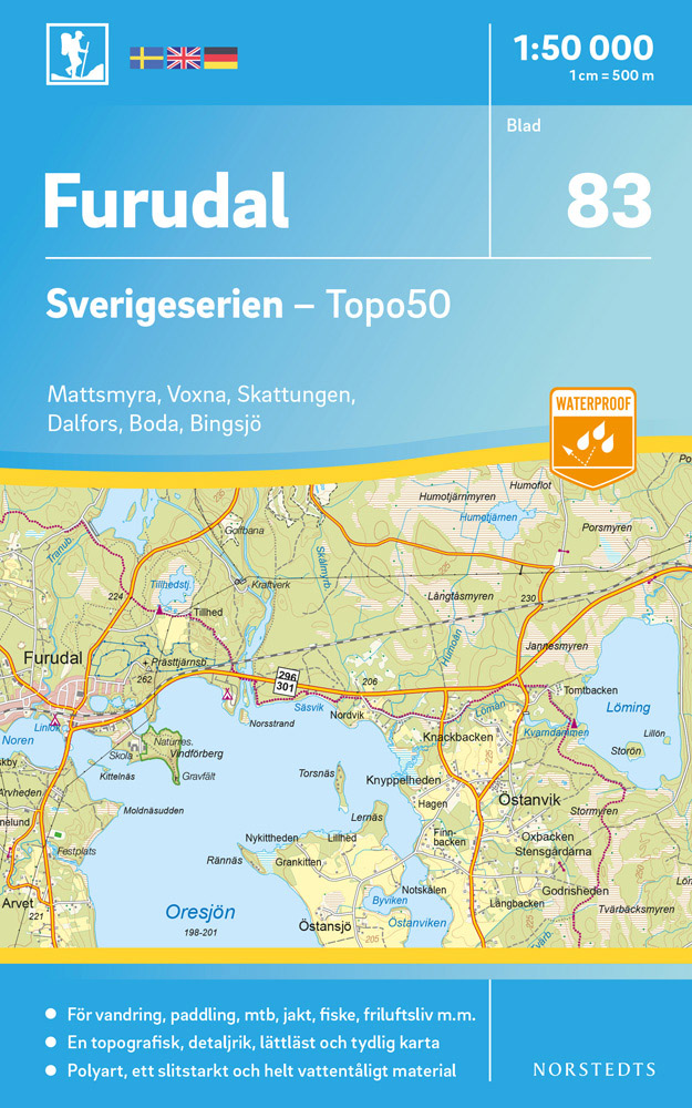 Online bestellen: Wandelkaart - Topografische kaart 83 Sverigeserien Furudal | Norstedts