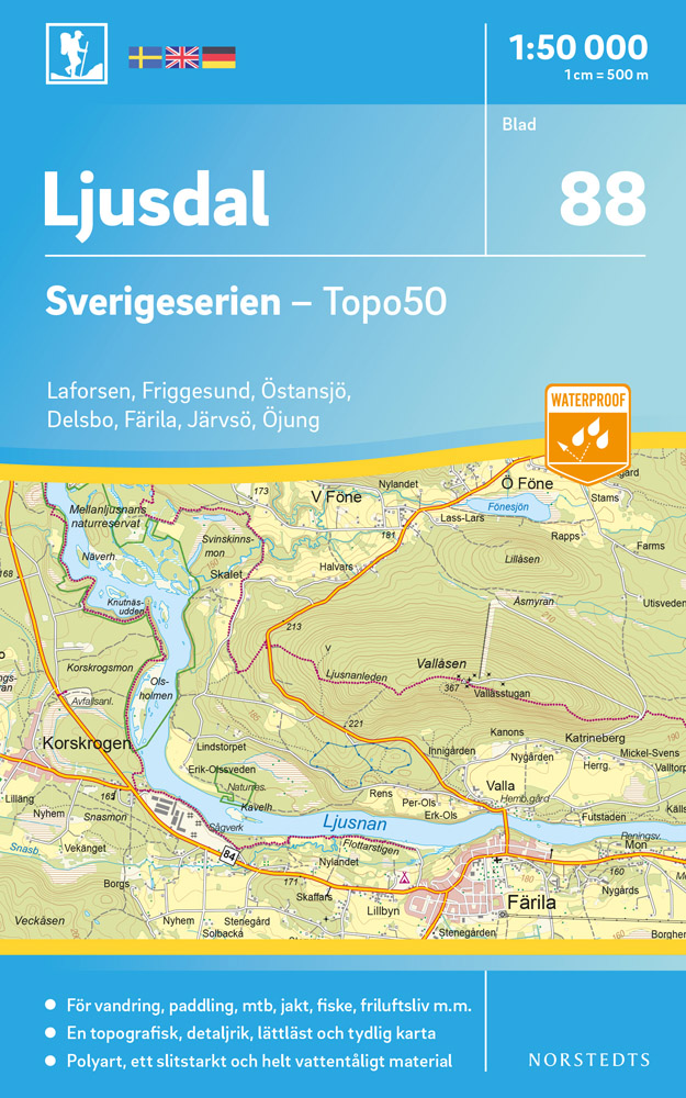 Online bestellen: Wandelkaart - Topografische kaart 88 Sverigeserien Ljusdal | Norstedts