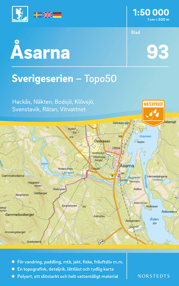Online bestellen: Wandelkaart - Topografische kaart 93 Sverigeserien Åsarna | Norstedts