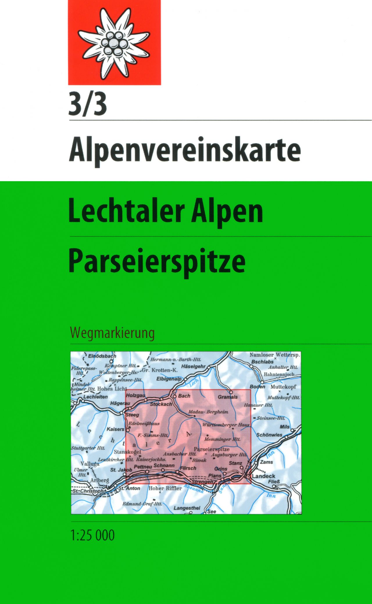 Online bestellen: Wandelkaart 03/3 Alpenvereinskarte Lechtaler Alpen - Parseierspitze | Alpenverein