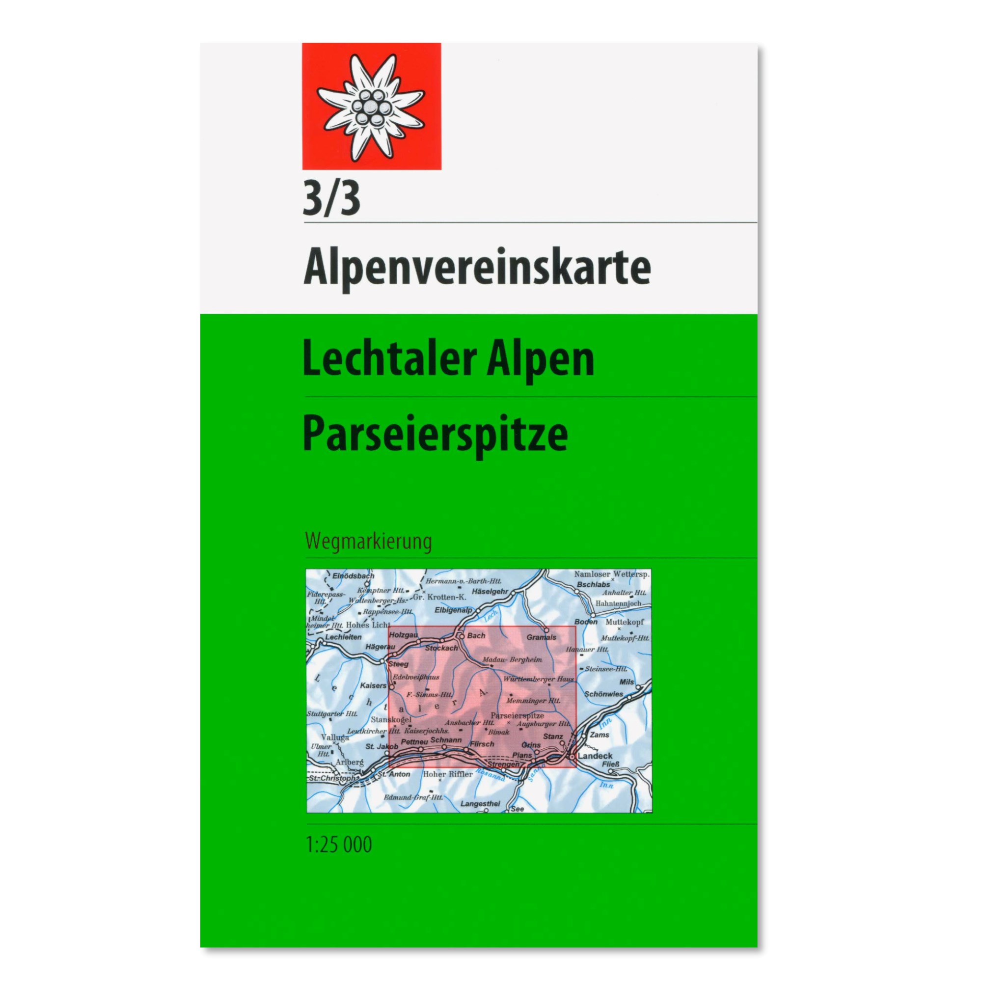 Wandelkaart 3/3 Alpenvereinskarte Lechtaler Alpen - Parseierspitze | A