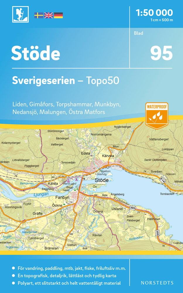 Online bestellen: Wandelkaart - Topografische kaart 95 Sverigeserien Stöde | Norstedts