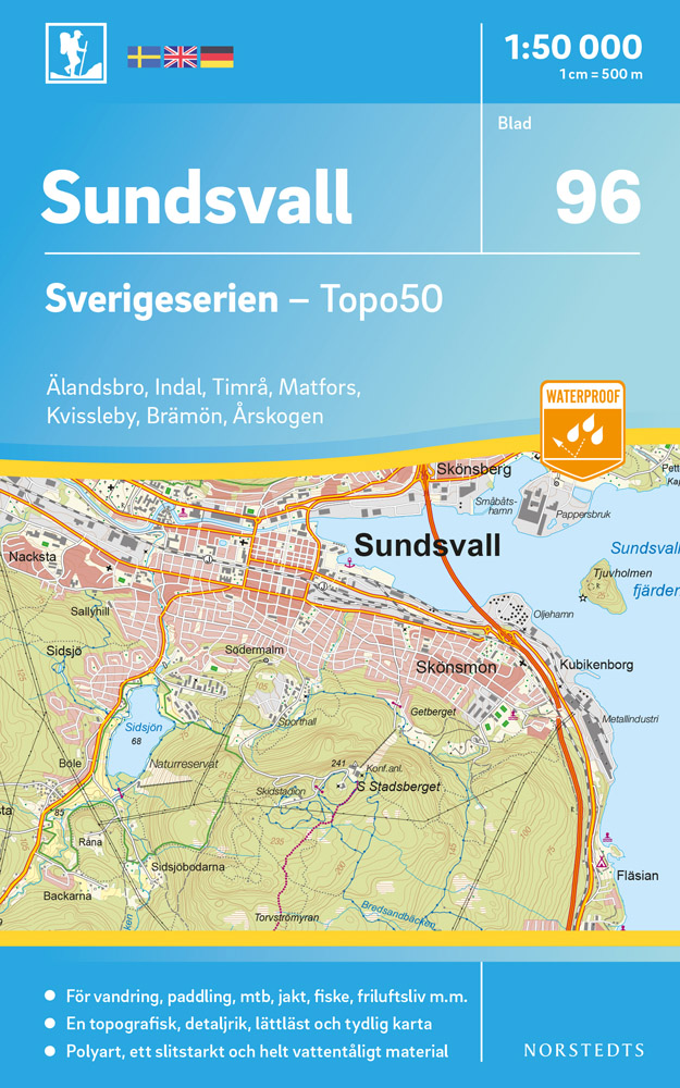 Online bestellen: Wandelkaart - Topografische kaart 96 Sverigeserien Sundsvall | Norstedts