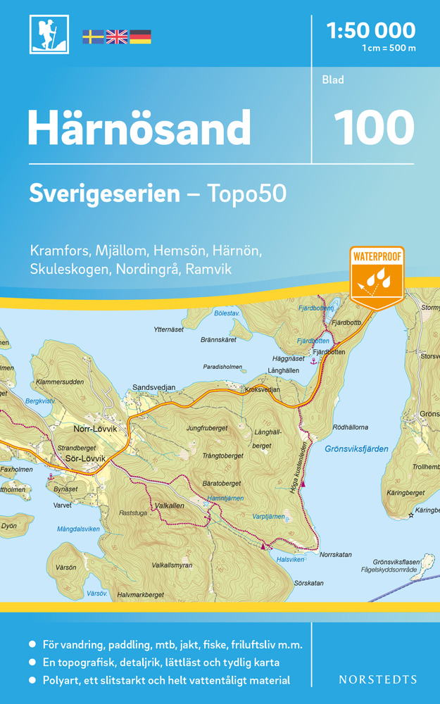Online bestellen: Wandelkaart - Topografische kaart 100 Sverigeserien Härnösand | Norstedts