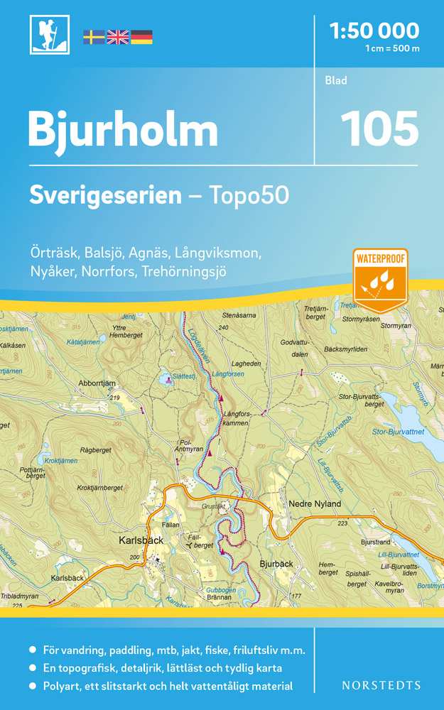 Online bestellen: Wandelkaart - Topografische kaart 105 Sverigeserien Bjurholm | Norstedts