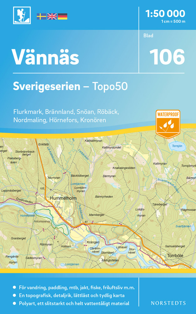 Online bestellen: Wandelkaart - Topografische kaart 106 Sverigeserien Vännäs | Norstedts