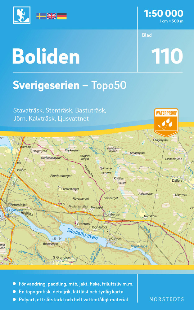 Online bestellen: Wandelkaart - Topografische kaart 110 Sverigeserien Boliden | Norstedts