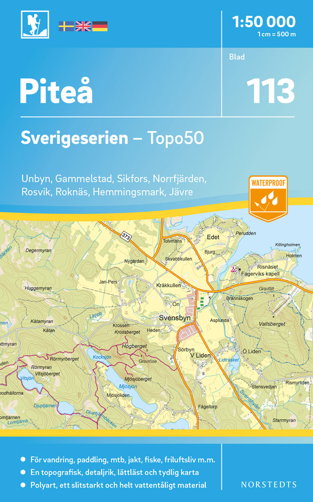 Online bestellen: Wandelkaart - Topografische kaart 113 Sverigeserien Piteå | Norstedts