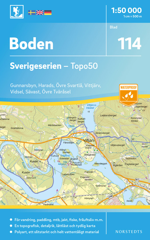 Online bestellen: Wandelkaart - Topografische kaart 114 Sverigeserien Boden | Norstedts