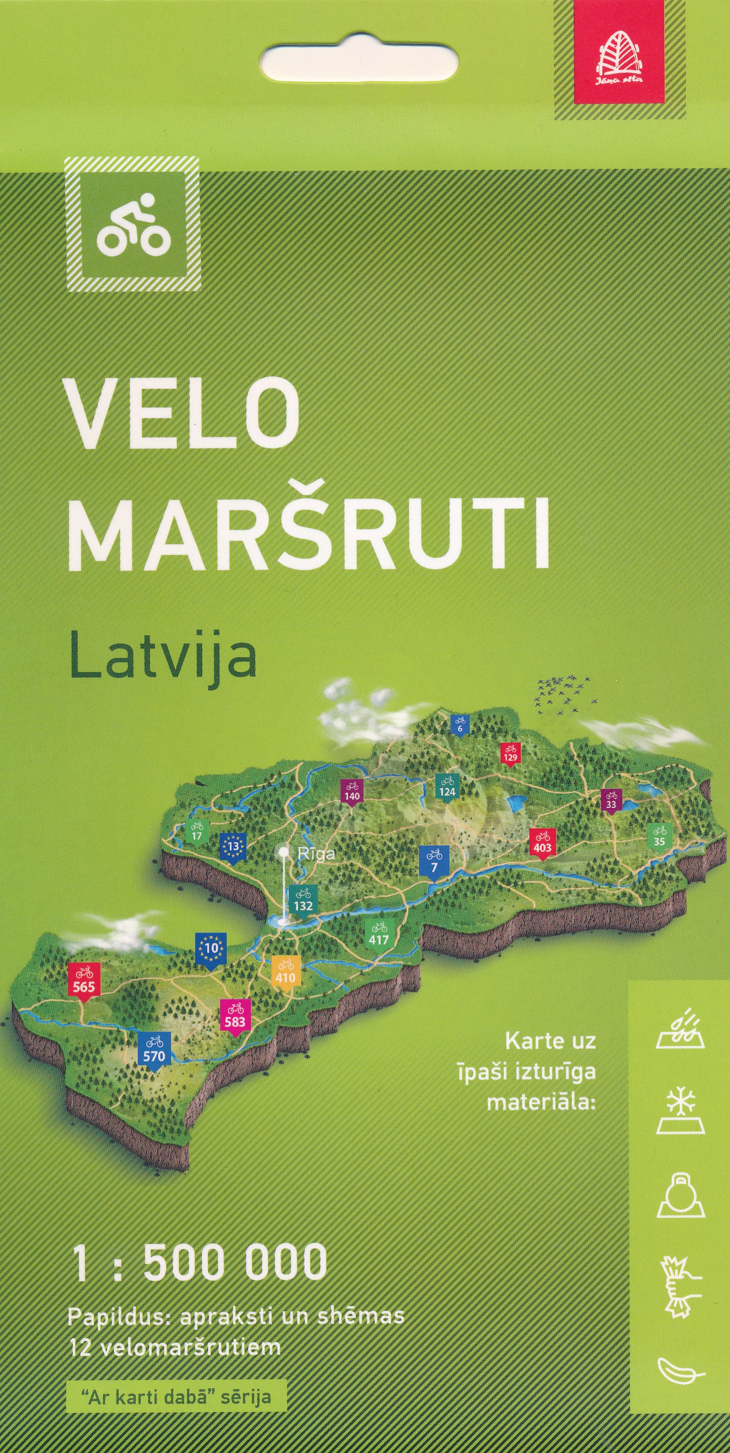 Online bestellen: Fietskaart Velo Marsruti Latvija - Fietskaart Letland | Jana Seta