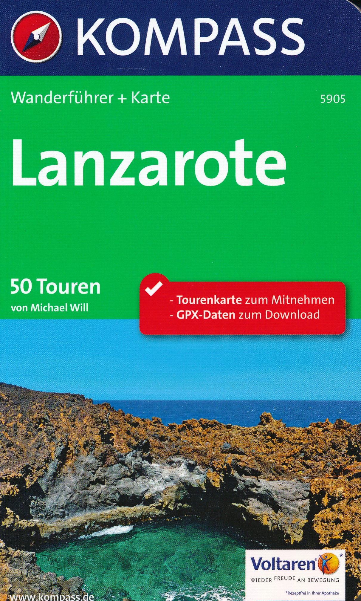 Online bestellen: Wandelgids 5905 Wanderführer Lanzarote | Kompass