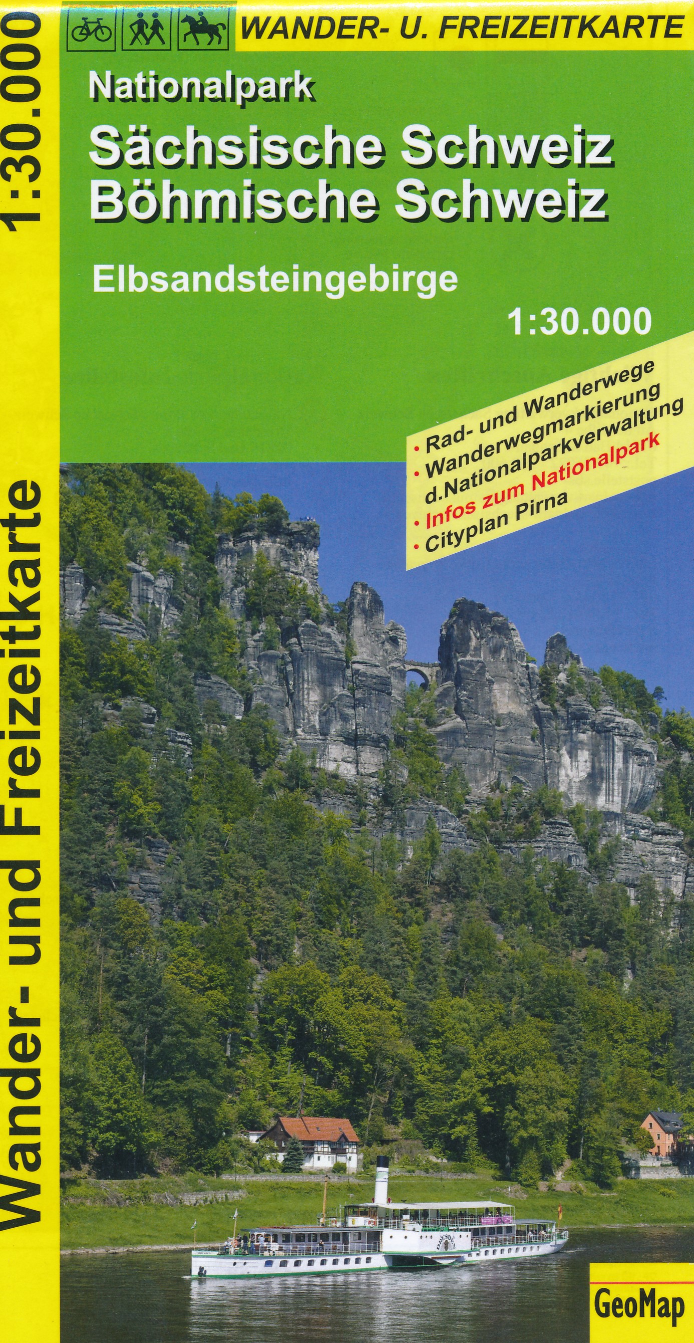 Online bestellen: Fietskaart - Wandelkaart Nationalpark Sächsische Schweiz, Böhmische Schweiz | GeoMap