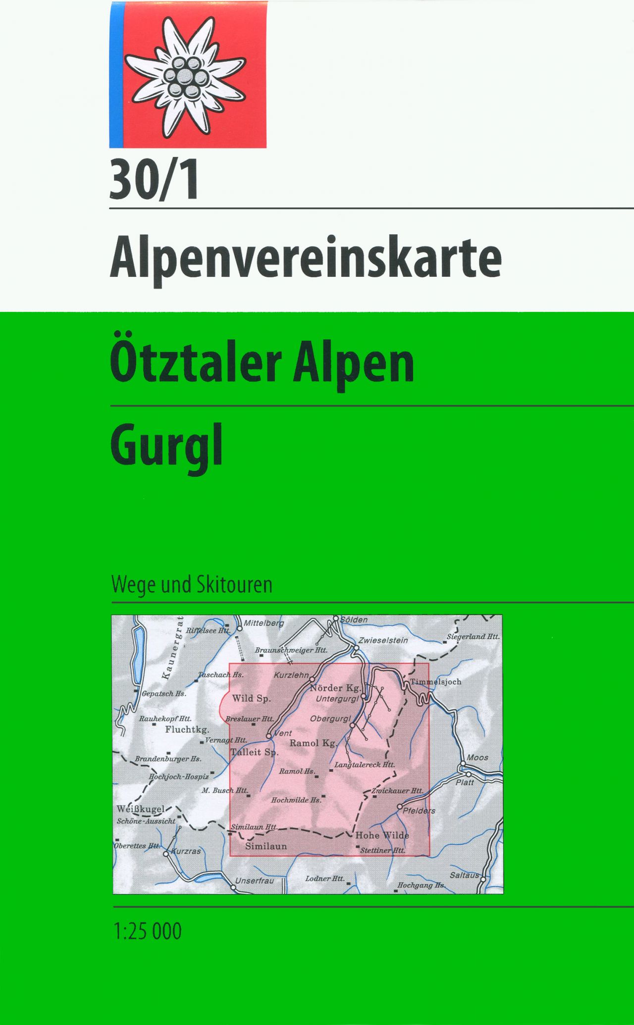 Online bestellen: Wandelkaart 30/1 Alpenvereinskarte Ötztaler Alpen - Gurgl | Alpenverein