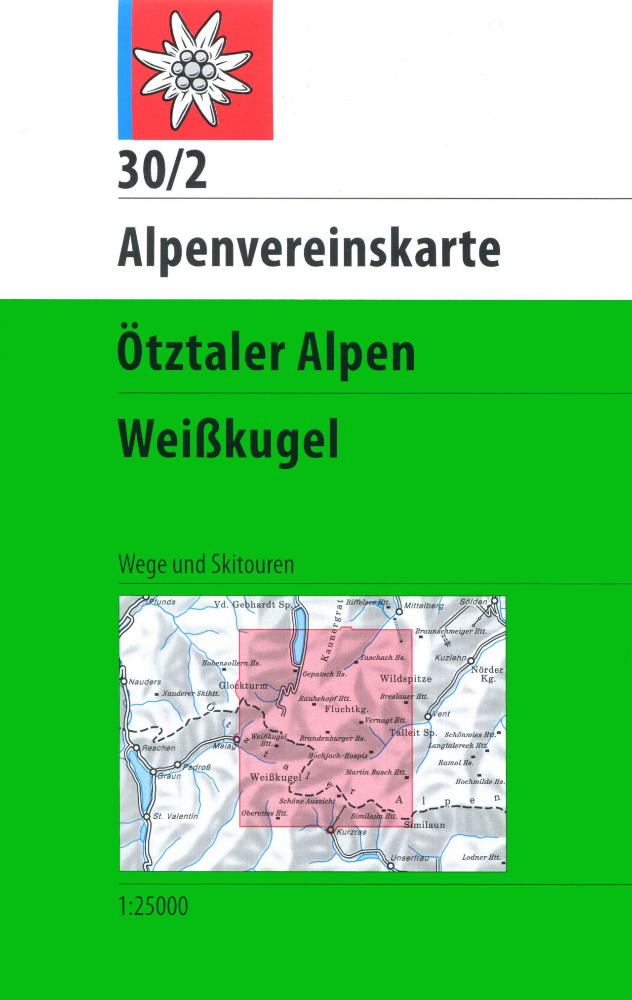 Online bestellen: Wandelkaart 30/2 Alpenvereinskarte Ötztaler Alpen - Weißkugel | Alpenverein