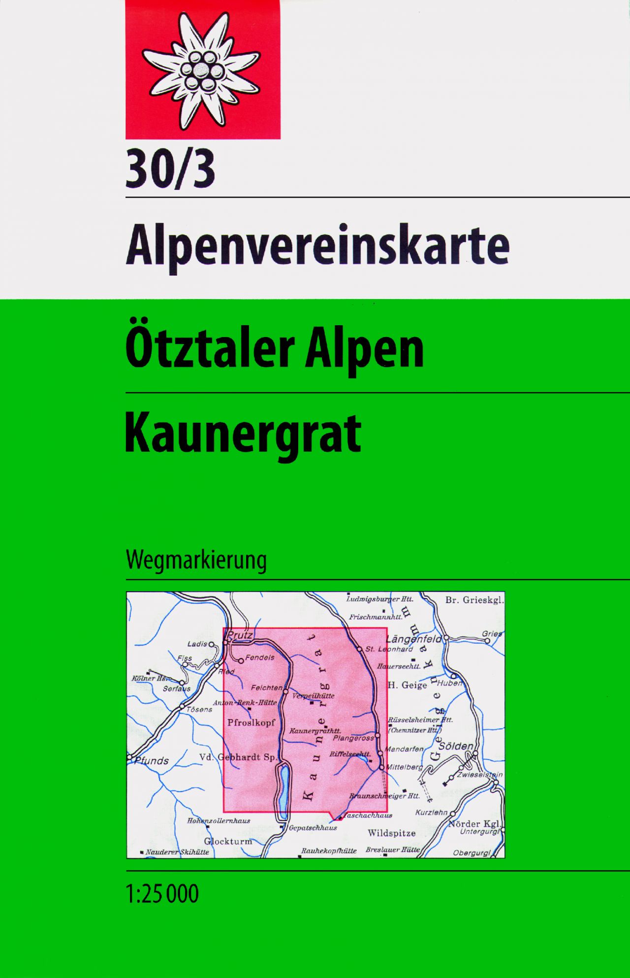 Online bestellen: Wandelkaart 30/3 Alpenvereinskarte Ötztaler Alpen - Kaunergrat | Alpenverein