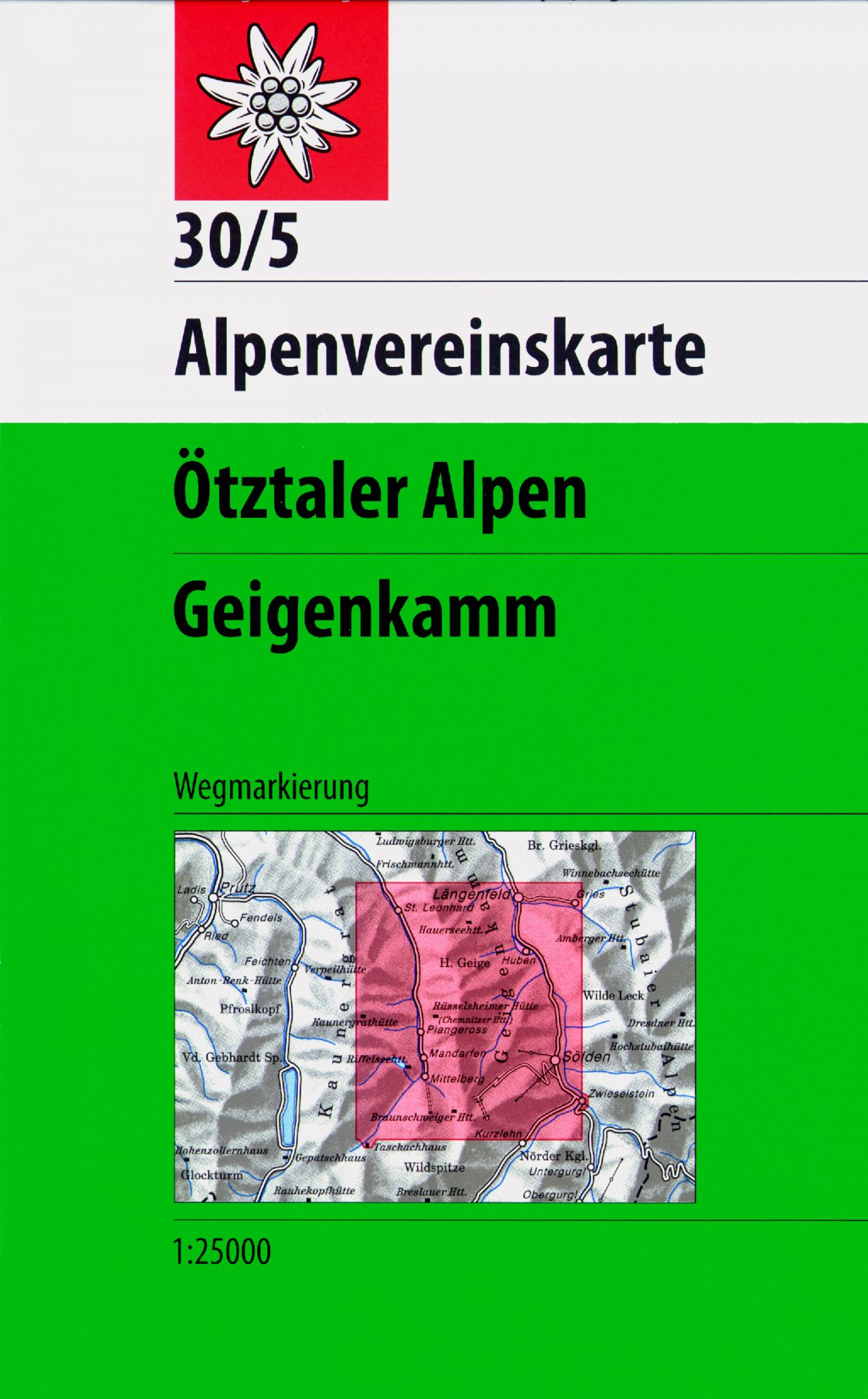 Online bestellen: Wandelkaart 30/5 Alpenvereinskarte Ötztaler Alpen - Geigenkamm | Alpenverein