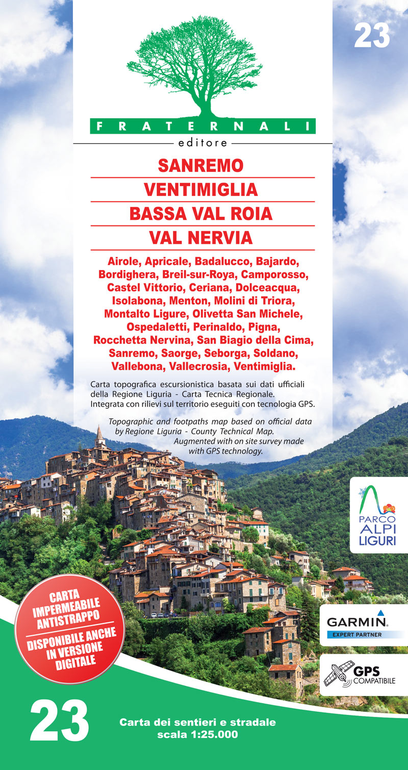 Online bestellen: Wandelkaart 23 Sanremo, Ventimiglia, Bassa Val Roia, Val Nervia | Fraternali Editore
