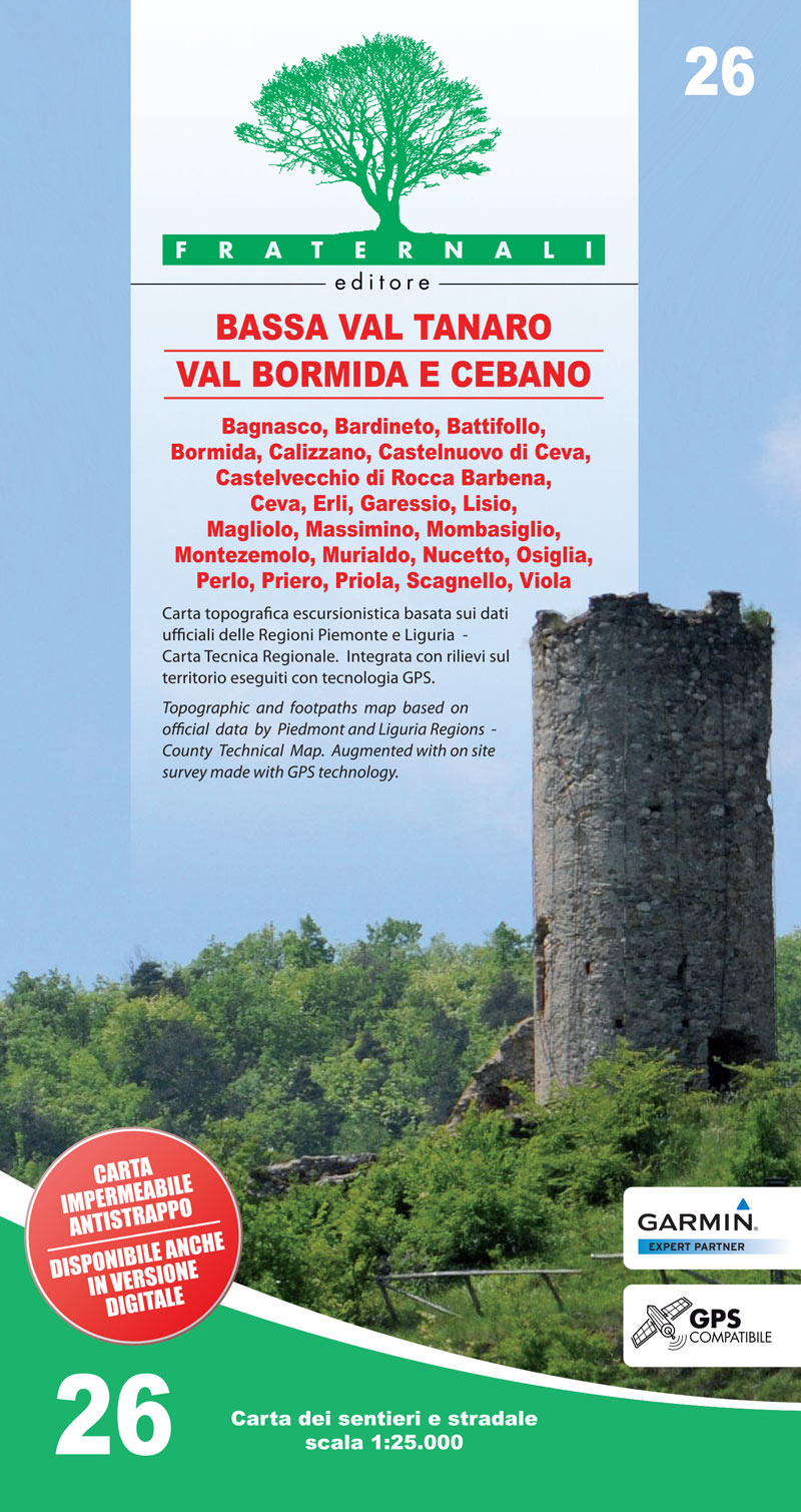 Online bestellen: Wandelkaart 26 Bassa Val Tanaro, Val Bormida e Cebano | Fraternali Editore
