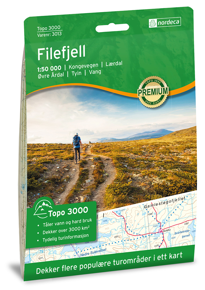Online bestellen: Wandelkaart 3013 Topo 3000 Filefjell | Nordeca