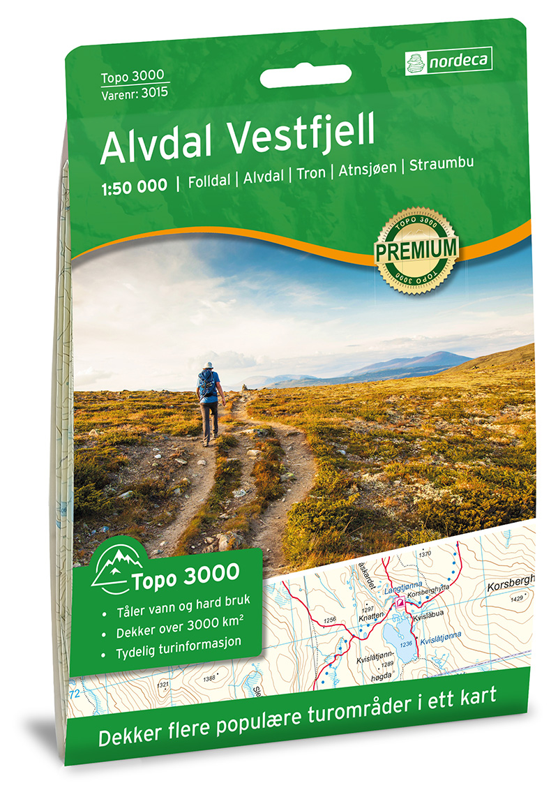Online bestellen: Wandelkaart 3015 Topo 3000 Alvdal Vestfjell | Nordeca