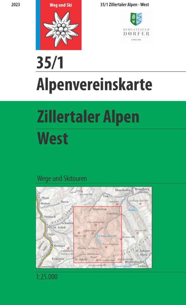 Online bestellen: Wandelkaart 35/1 Alpenvereinskarte Zillertaler Alpen - West | Alpenverein