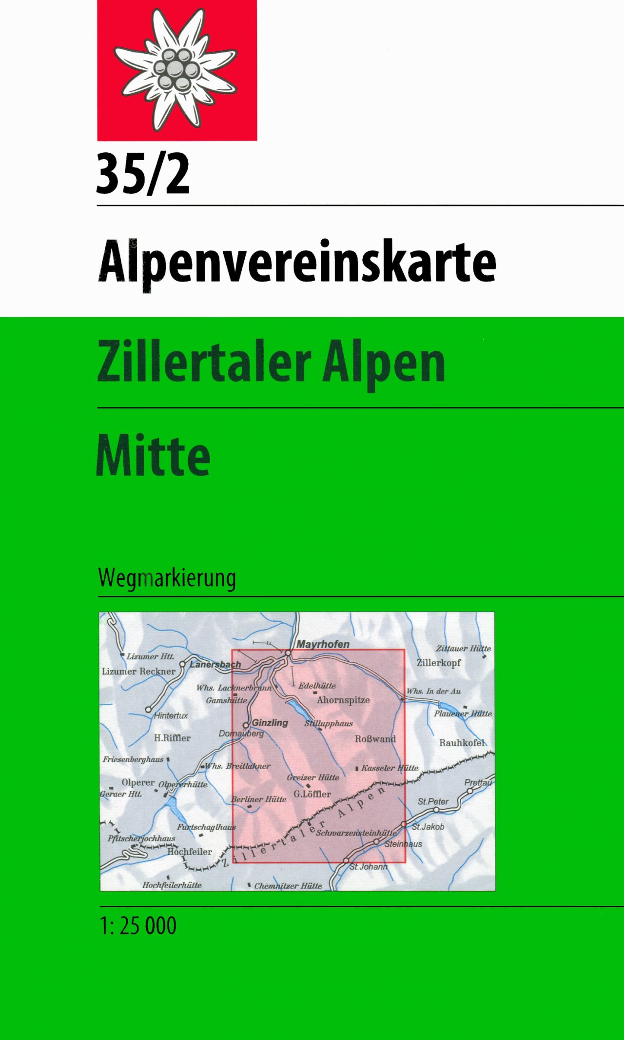 Online bestellen: Wandelkaart 35/2 Alpenvereinskarte Zillertaler Alpen - Mitte | Alpenverein