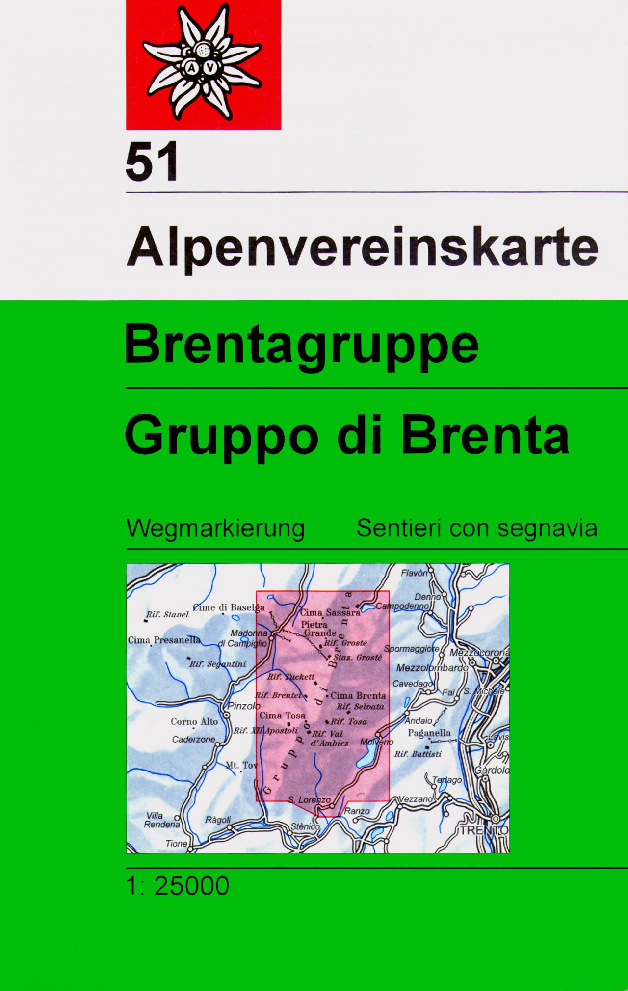 Online bestellen: Wandelkaart 51 Alpenvereinskarte Brentagruppe - Gruppo di Brenta | Alpenverein